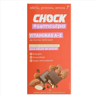 Suplemento Alimentar Tablete Chocolate Ao Leite Com Amêndoas Chock Vitaminas A Z Caixa 75g — | Farmácia Resyla