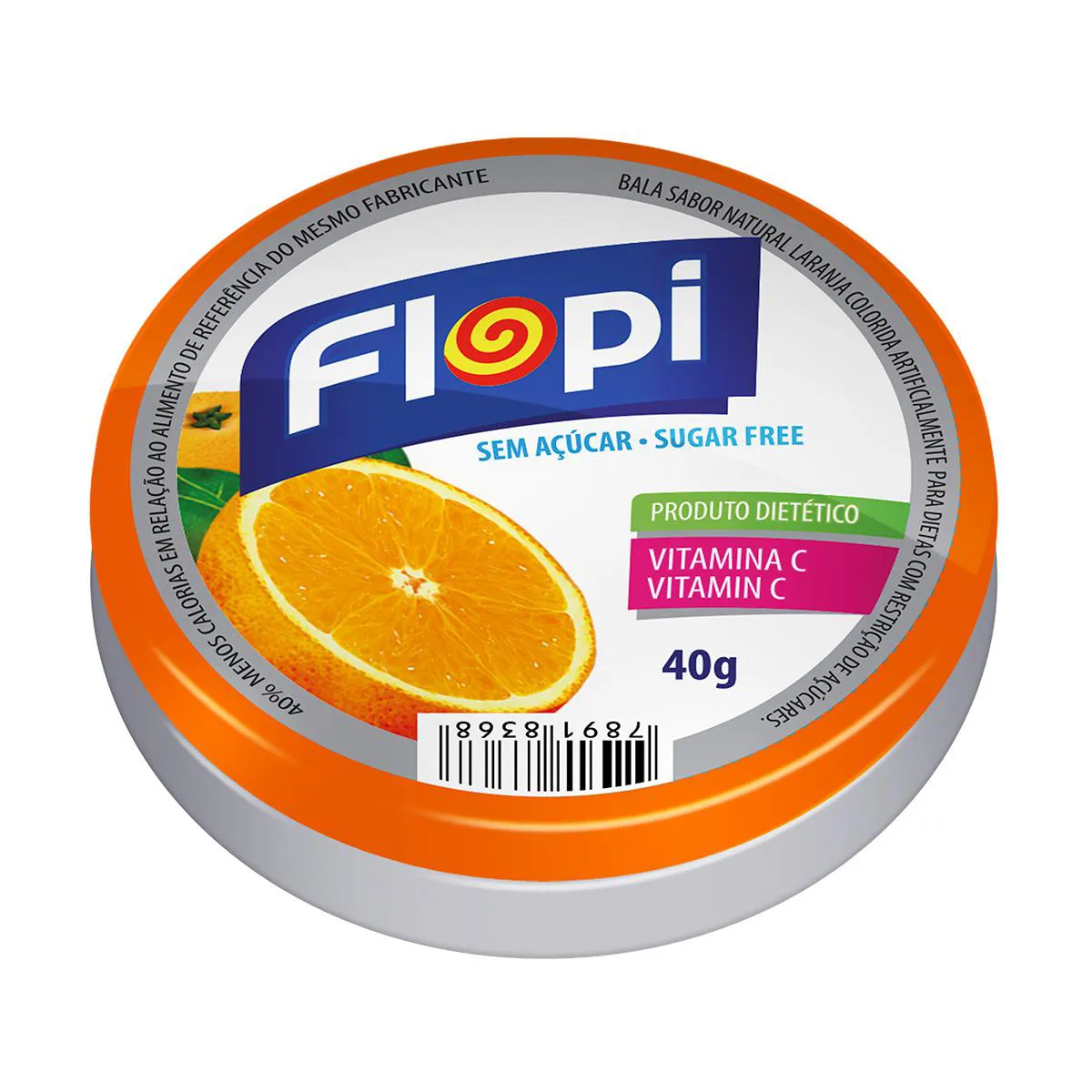 Bala Flopi Laranja Sem Açúcar 40g — | Farmácia Resyla