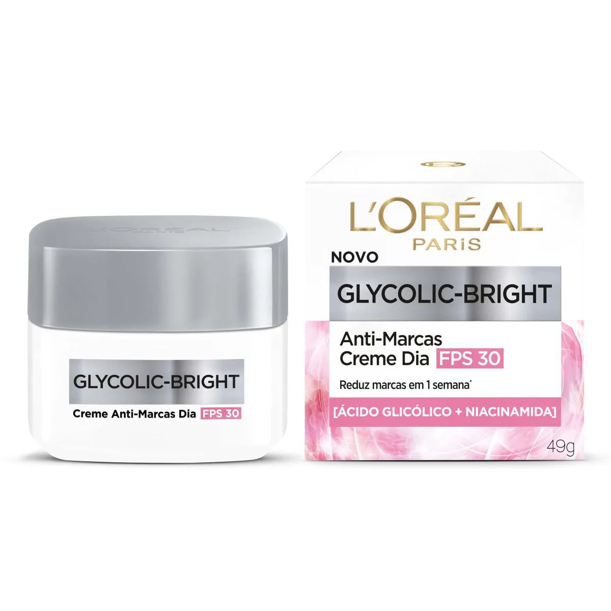 Creme Facial Anti-Marcas Dia L'oréal Paris Glycolic Bright FPS 30 Tratamento e Proteção Antimanchas 49g — L'Oréal Paris | Farmácia Resyla