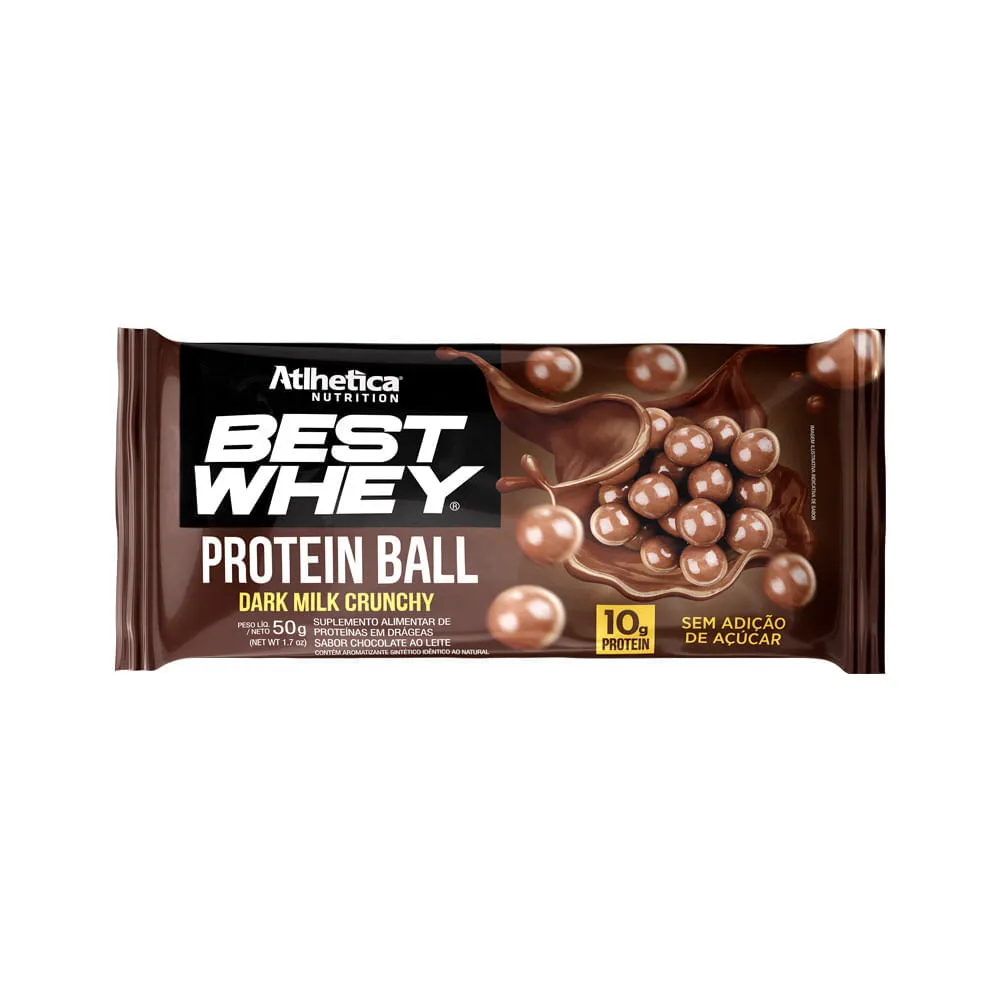 Best Whey Protein Ball Dark Milk Crunchy Atlhetica Nutrition 50g — | Farmácia Resyla