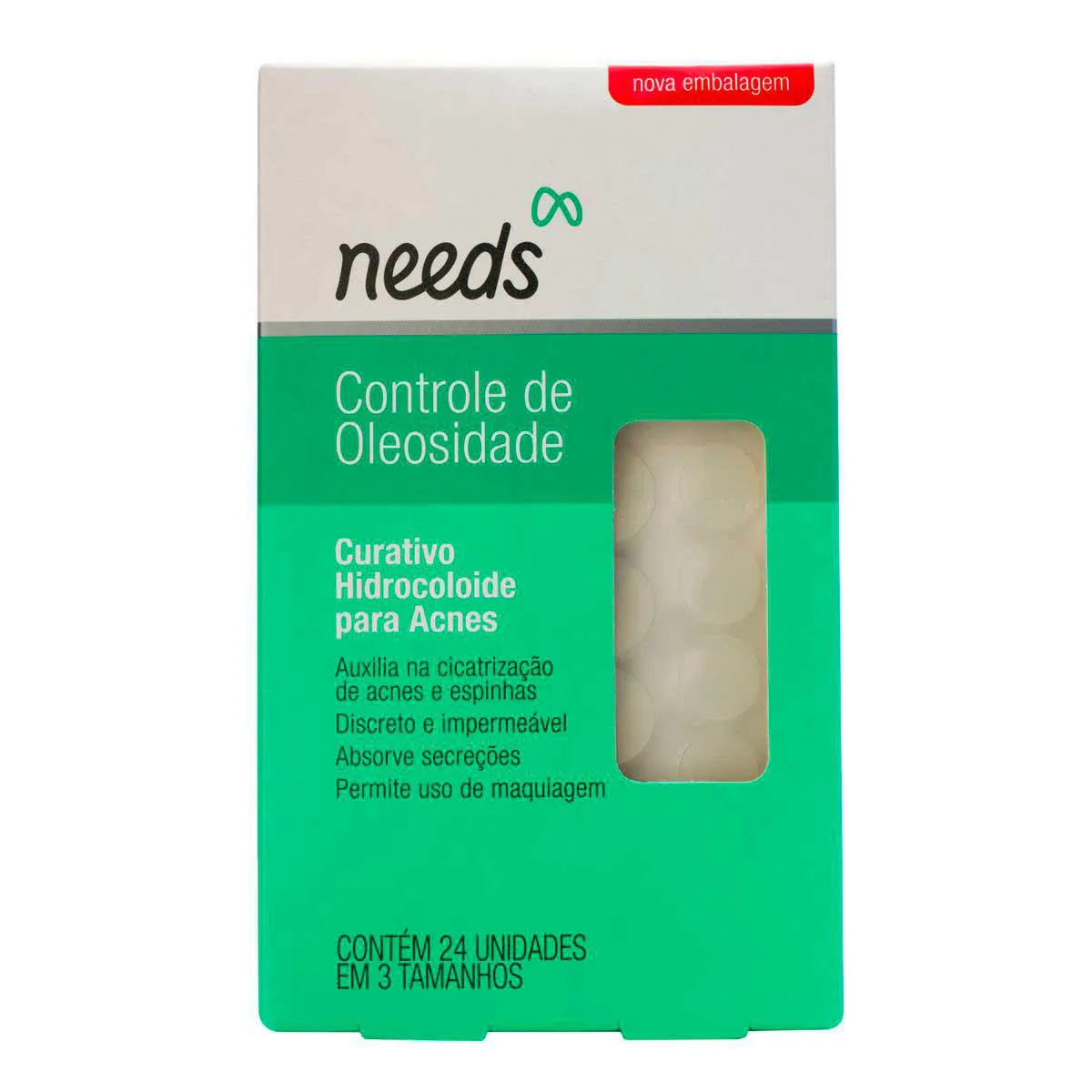 Curativo Hidrocoloide para Acne Needs Controle de Oleosidade 24 Unidades — Needs | Farmácia Resyla