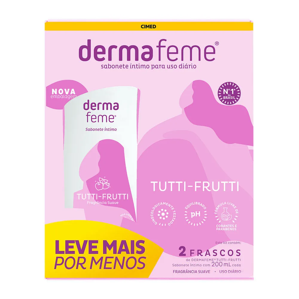 Kit Sabonete Liquido Intimo Dermafeme Tutti-frutti Com 2 Unidades 200ml Cada — | Farmácia Resyla