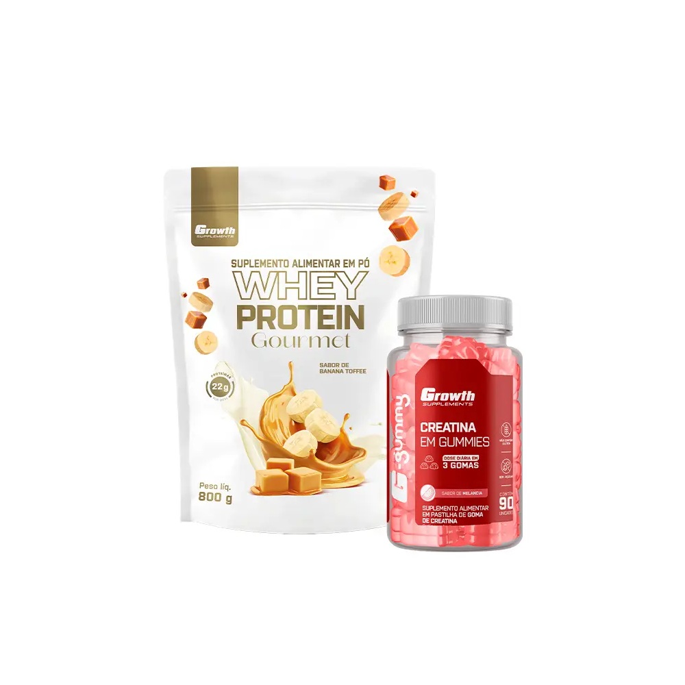 Kit Whey Gourmet Banana Toffee 800g + Creatina G-Gummy — | Farmácia Resyla
