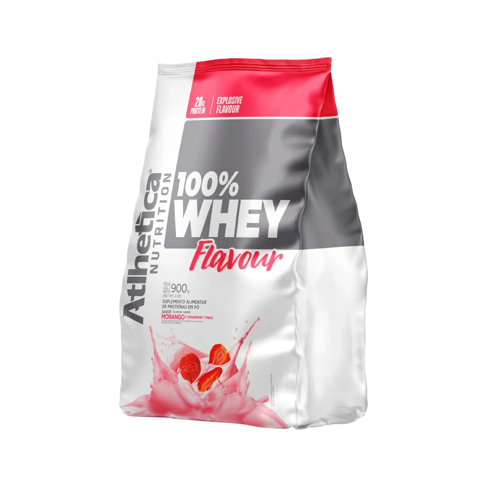 Suplemento Atlhetica 100% Whey Flavour 900gr Morango Refil — | Farmácia Resyla