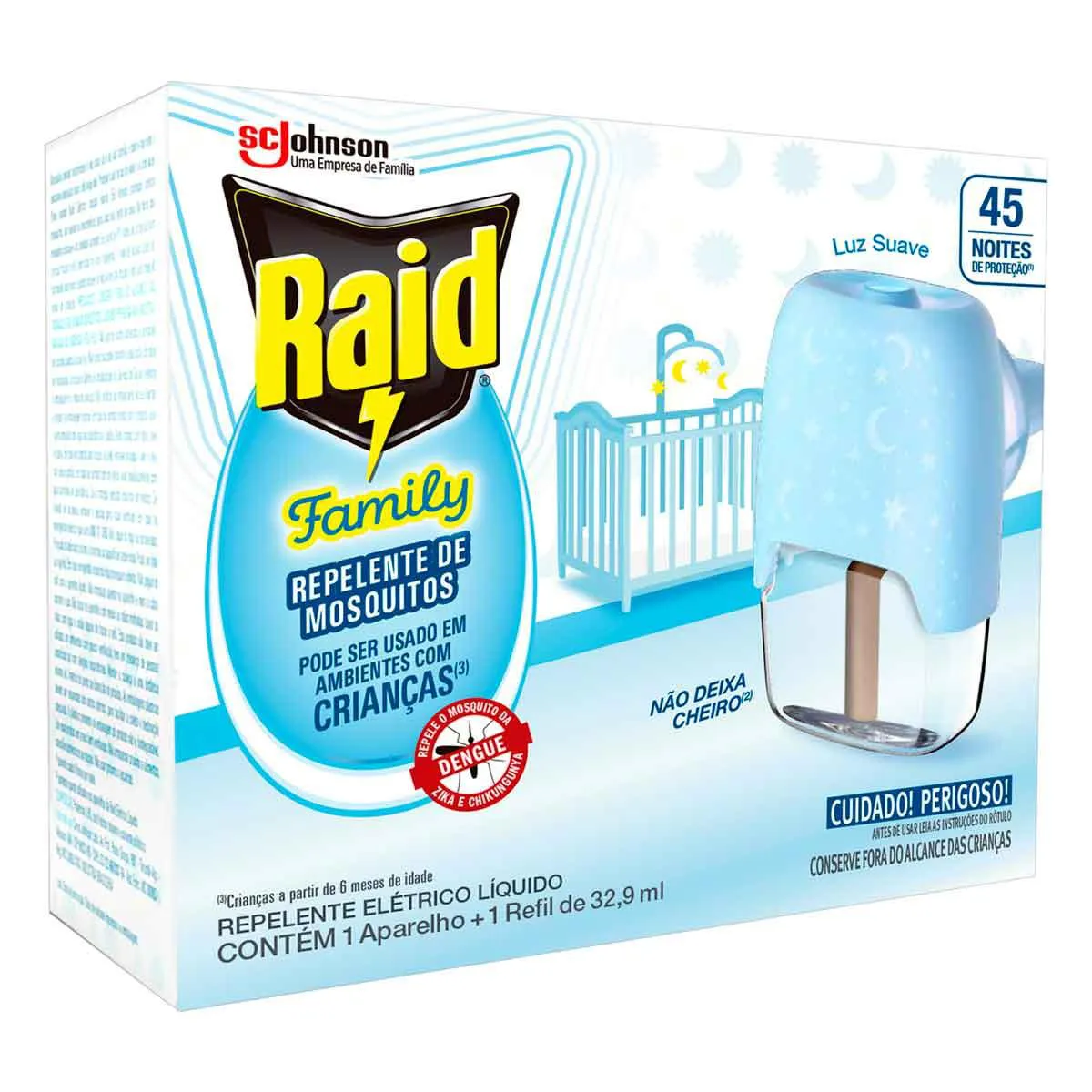 Kit Repelente Elétrico Raid Family 45 Noites Aparelho + Refil com 32,9ml — | Farmácia Resyla