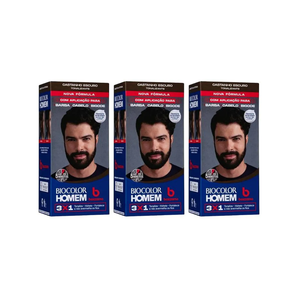 Coloraçao Biocolor Homem Bozzano Castanho Escuro - Kit C / 3un — Biocolor | Farmácia Resyla