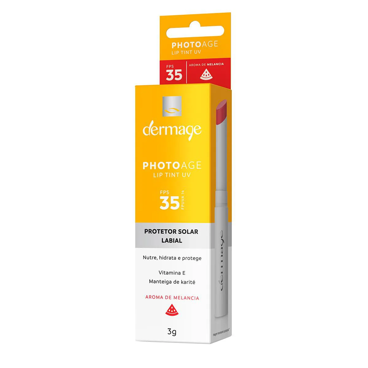 Protetor Solar Labial Dermage Photoage Lip Tint UV FPS 35 Aroma Melancia 3g — Dermage | Farmácia Resyla