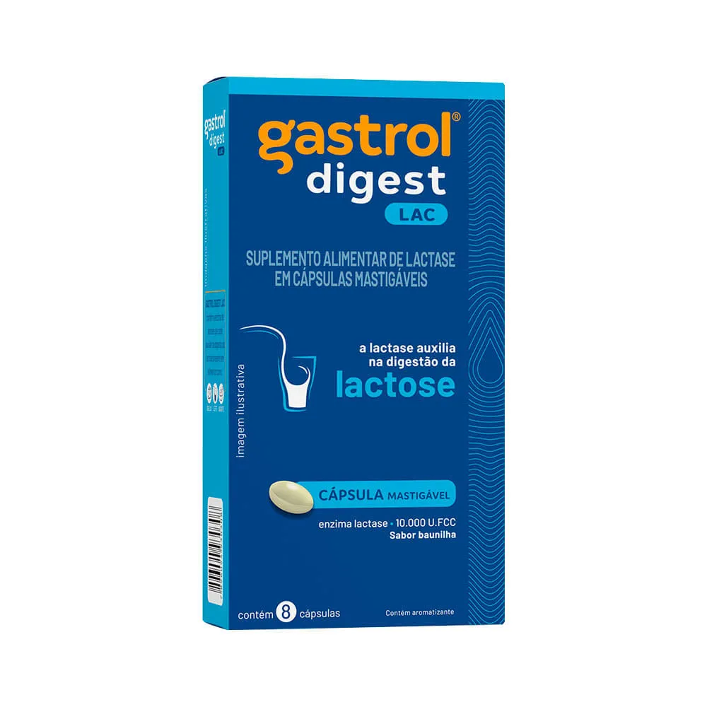 Enzima Digestiva Lactase Gastrol Digest Lac Baunilha 8 Cápsulas Mastigáveis — | Farmácia Resyla