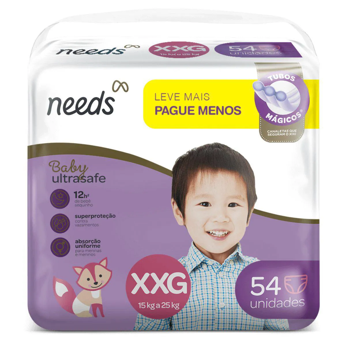 Fralda Needs Baby Ultrasafe XXG 54 Unidades — Needs | Farmácia Resyla
