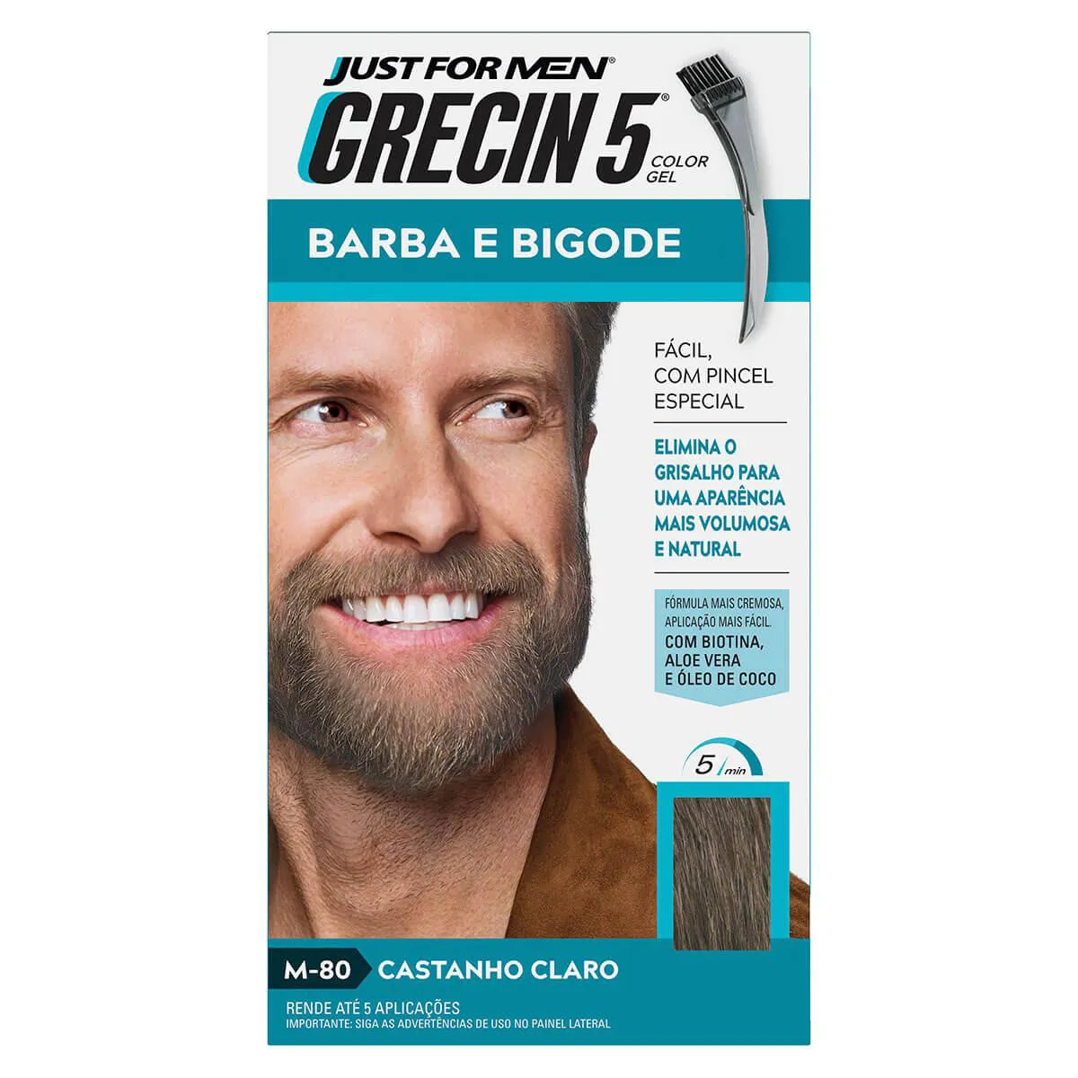 Tonalizante Grecin 5 Just For Men Color Gel Barba e Bigode - Castanho Claro — | Farmácia Resyla