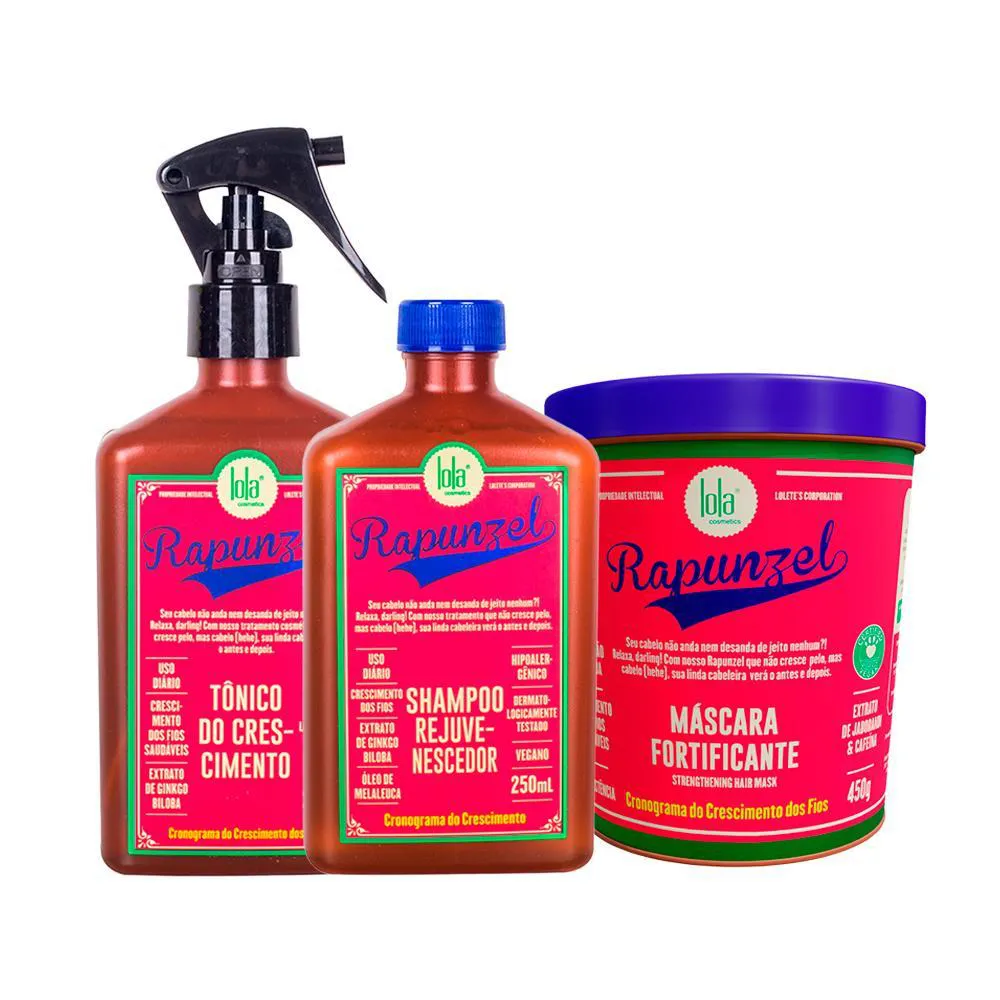 Kit Lola From Rio Rapunzel - Shampoo 250ml + Tônico 250ml + Máscara 450g — | Farmácia Resyla