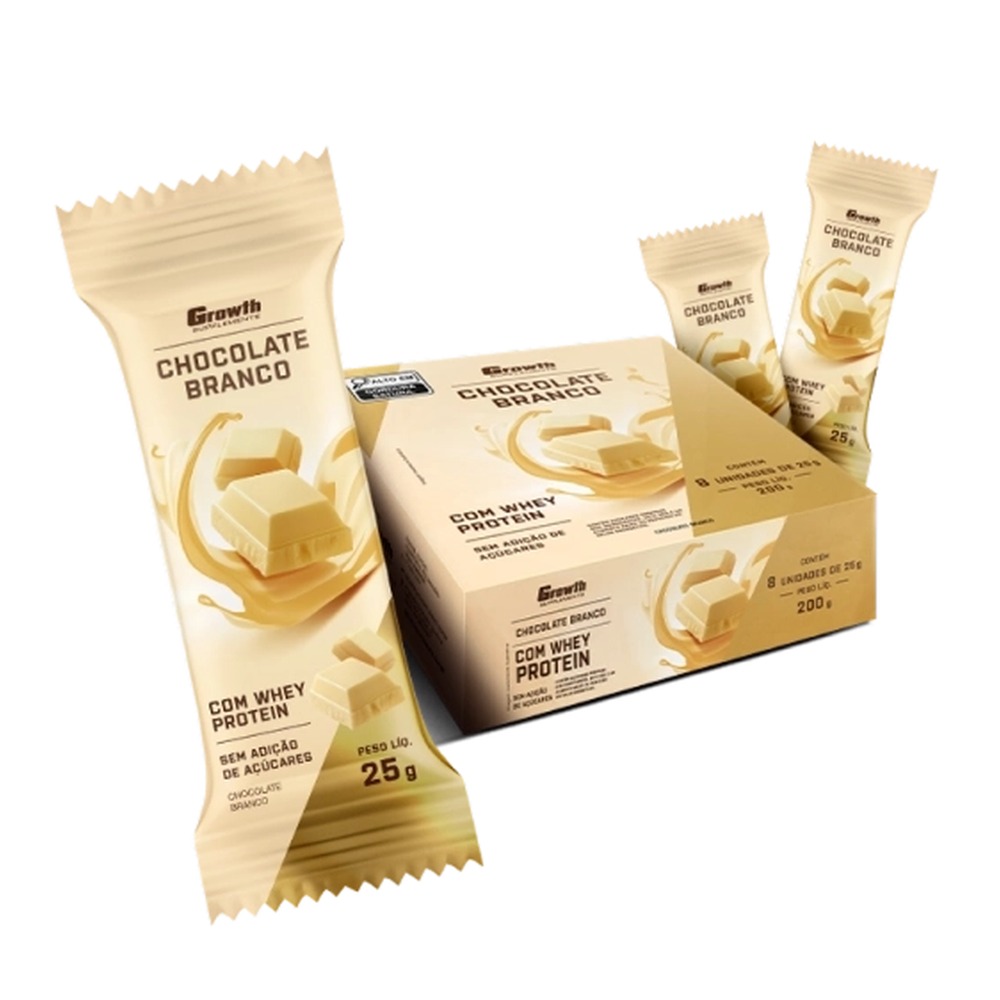 Chocolate Branco com Whey Protein Caixa com 8Un — | Farmácia Resyla