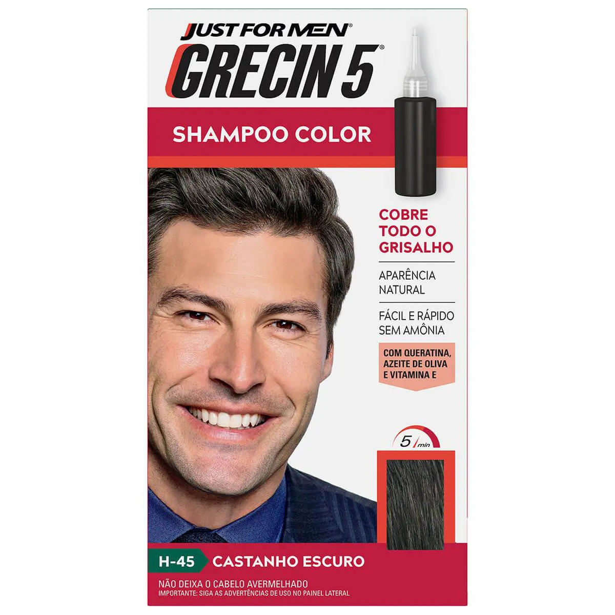 Shampoo Tonalizante Grecin Masculino - Castanho Escuro — | Farmácia Resyla
