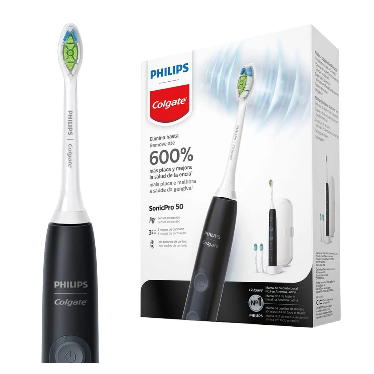 Escova de Dente Elétrica Philips Colgate SonicPro 50 + 2 Refis + 1 Estojo — Colgate | Farmácia Resyla