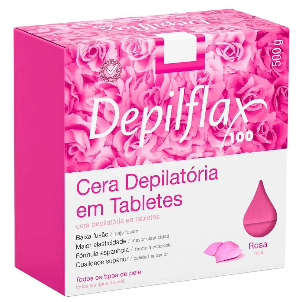 Cera Quente Depilatória Depilflax Rosa 500g — | Farmácia Resyla