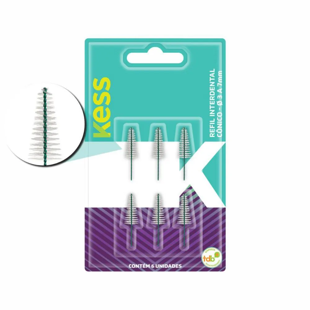 Refil Interdental Cônico Kess Ø 3 A 7mm C/6un Cód.1993 — | Farmácia Resyla