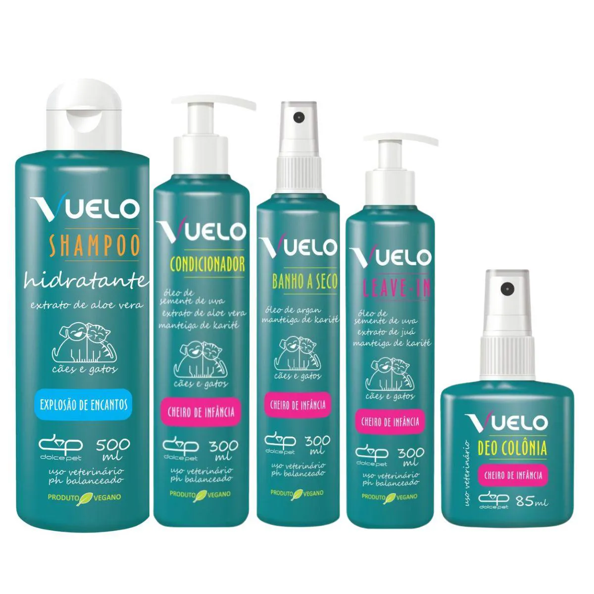 Kit Dolce Pet Shampoo Hidratante + Condicionador + Banho Á Seco +Leave-In+Deo Colônia Cheiro de Infância Cães e Gatos — | Farmácia Resyla