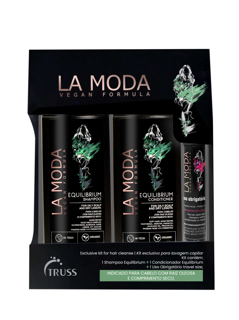 Kit Truss La Moda Equilibrium Shampoo 300ml + Condicionador 300ml + Mini Leave In 30ml — Truss | Farmácia Resyla
