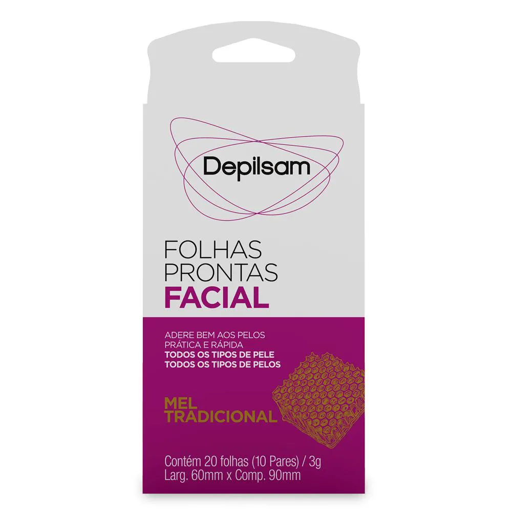 Folhas Prontas Facial Depilsam Mel 10 Pares — Depilsam | Farmácia Resyla