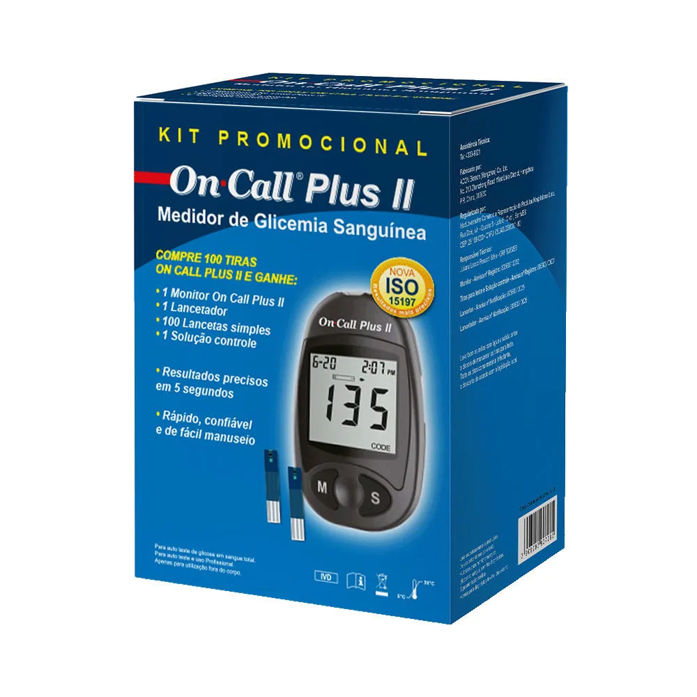 Kit Glicosimetro On Call Plus Ii Com 100 Tiras — | Farmácia Resyla
