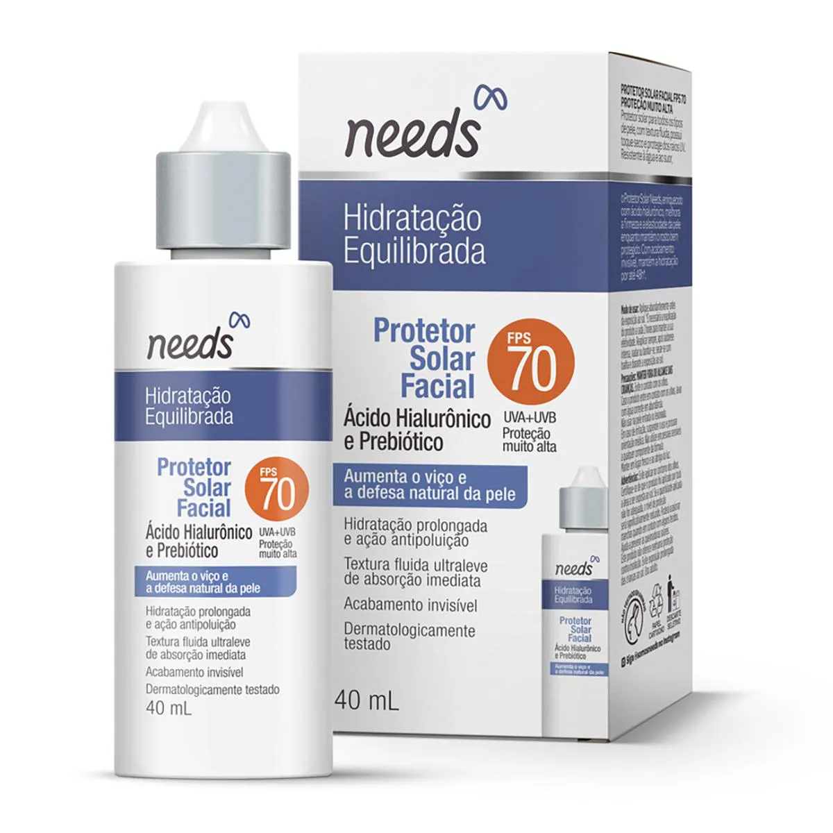 Protetor Solar Facial FPS 70 Needs Hidratação Equilibrada 40g — Needs | Farmácia Resyla