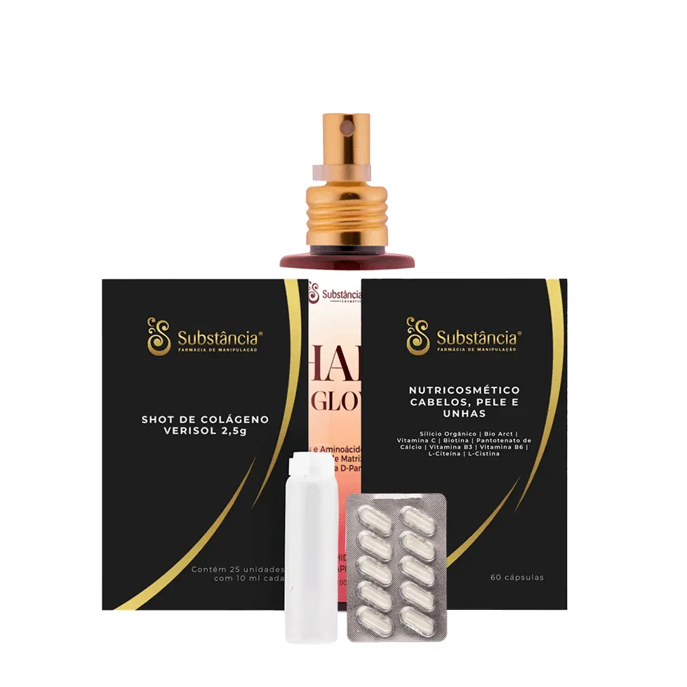Hair Glow + Nutricosmético + Shot Verisol — | Farmácia Resyla