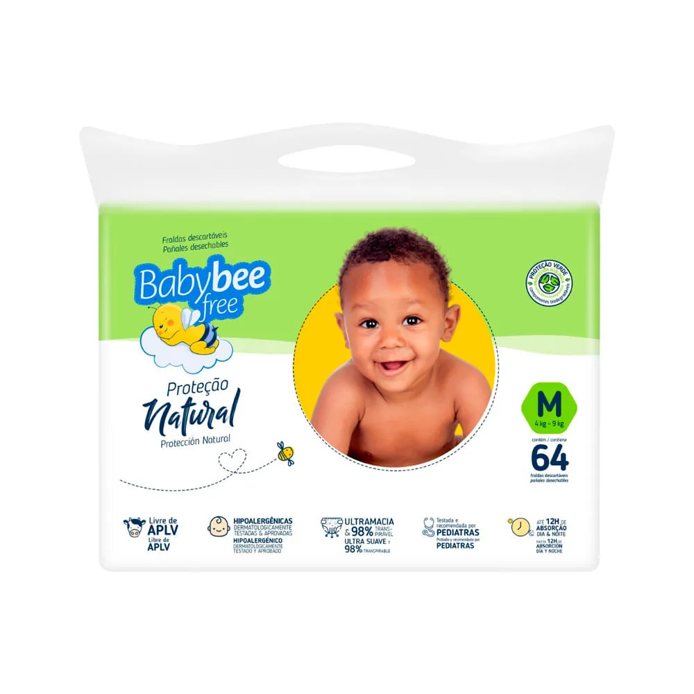 Fralda Baby Bee Free Tamanho M Protecao Natural Com 64 Unidades — | Farmácia Resyla