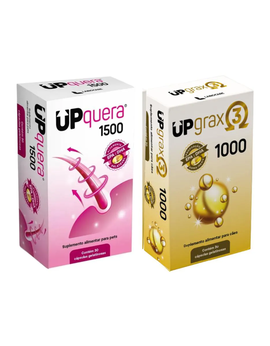 Kit Upquera 1500 + Upgrax 3 1000 Ômega 3 Epa Dha Pele Saudável Pelo Forte Cães & Gatos — | Farmácia Resyla