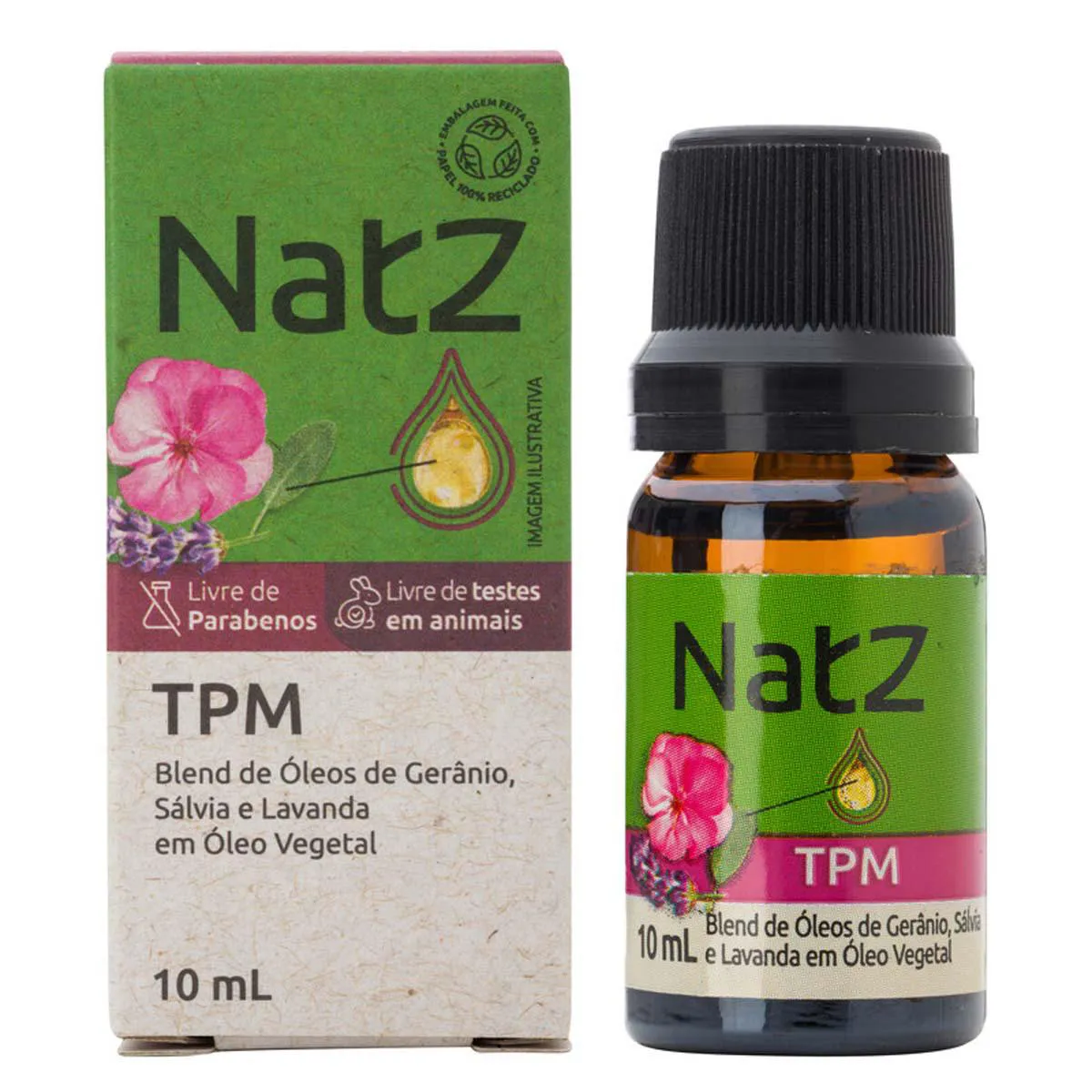 Óleo Essencial Natz TPM Gerânio, Sálvia e Lavanda 10ml — Natz | Farmácia Resyla