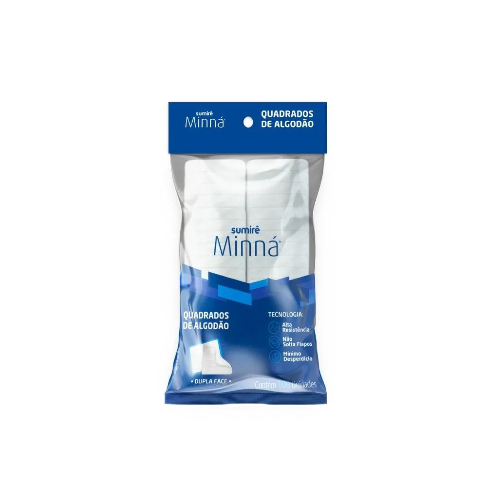 Algodão Minná Quadrado C/100 — | Farmácia Resyla
