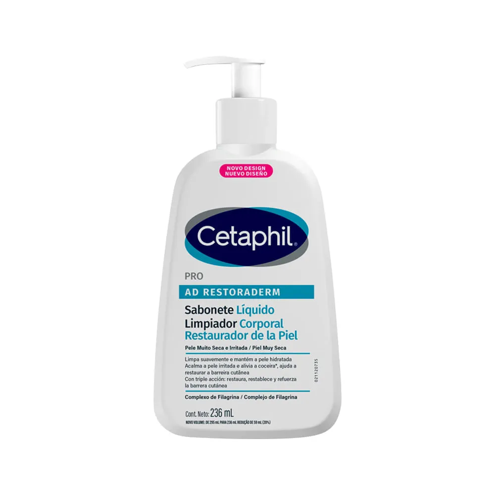Sabonete Liquido Cetaphil Pro Ad Restoraderm Para Pele Irritada A Seca 236ml — Cetaphil | Farmácia Resyla