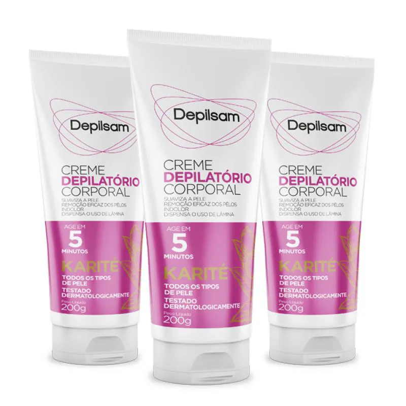 Kit Creme Depilatório Corporal Depilsam Karité 200g com 3 Unidades — Depilsam | Farmácia Resyla
