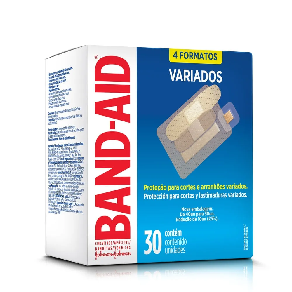 Curativo Band-aid Com 30 Adesivos Transparentes Sortidos — | Farmácia Resyla