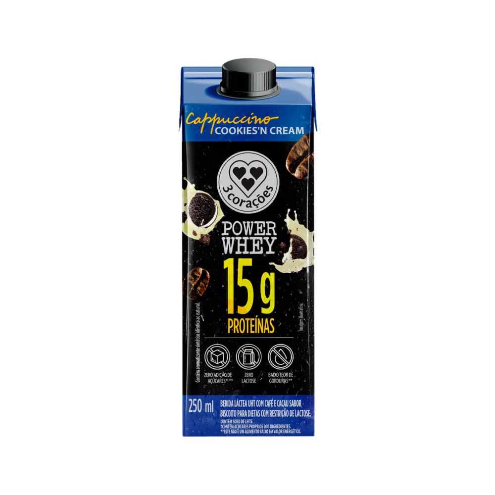 Power Whey 15g Cappuccino 250ml Cookies — | Farmácia Resyla
