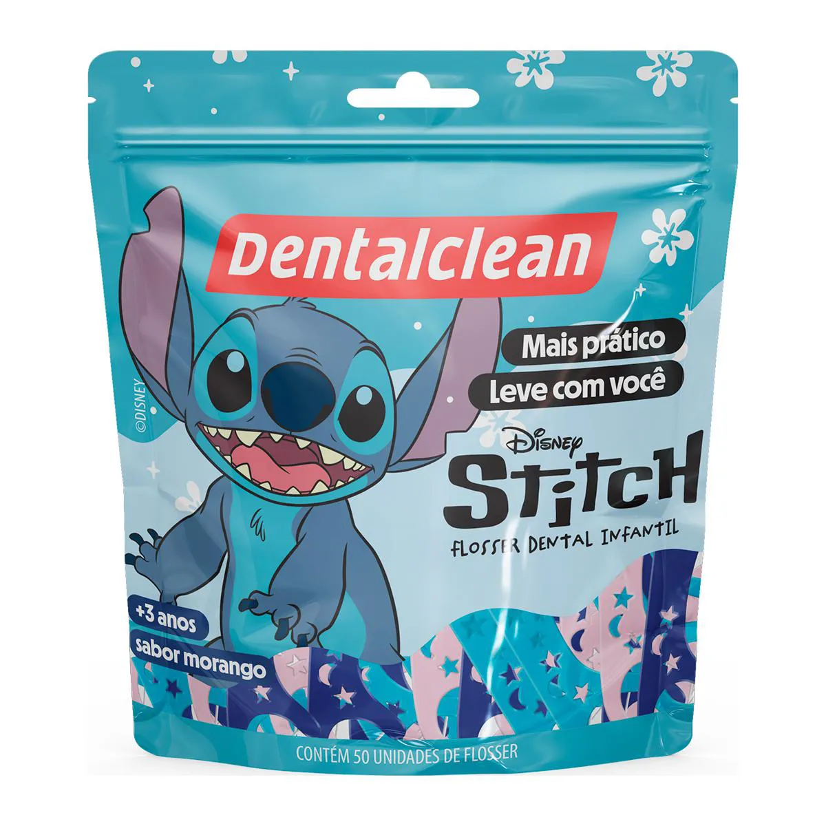 Flosser Infantil Dentalclean Stitch Morango 50 unidades — | Farmácia Resyla