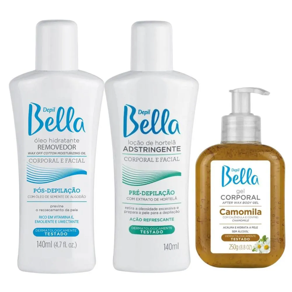 Kit Pré e Pós Depilação 140Ml + Gel Calmante Depil Bella — | Farmácia Resyla