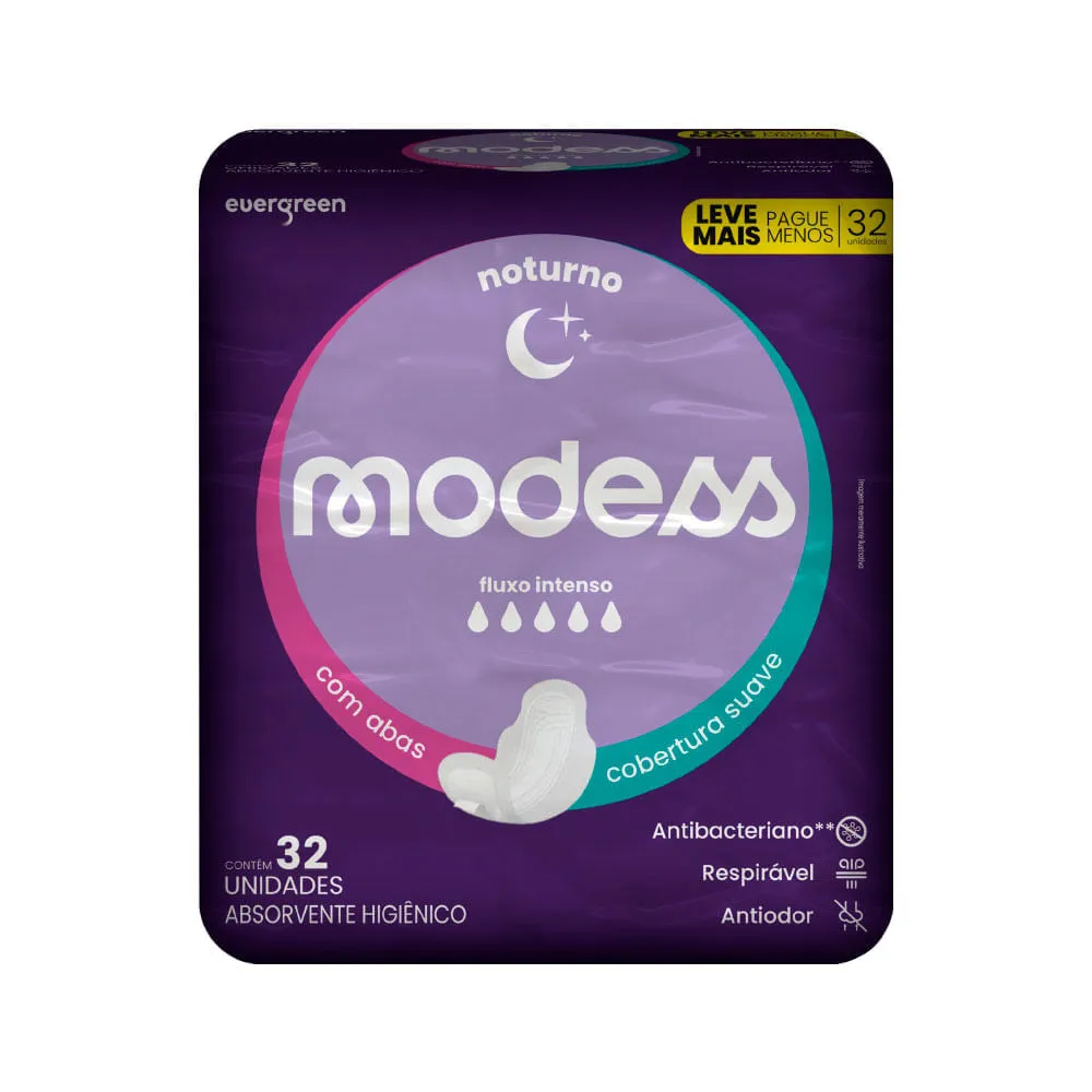 Absorvente Modess Noturno Com 32 Com Abas — | Farmácia Resyla