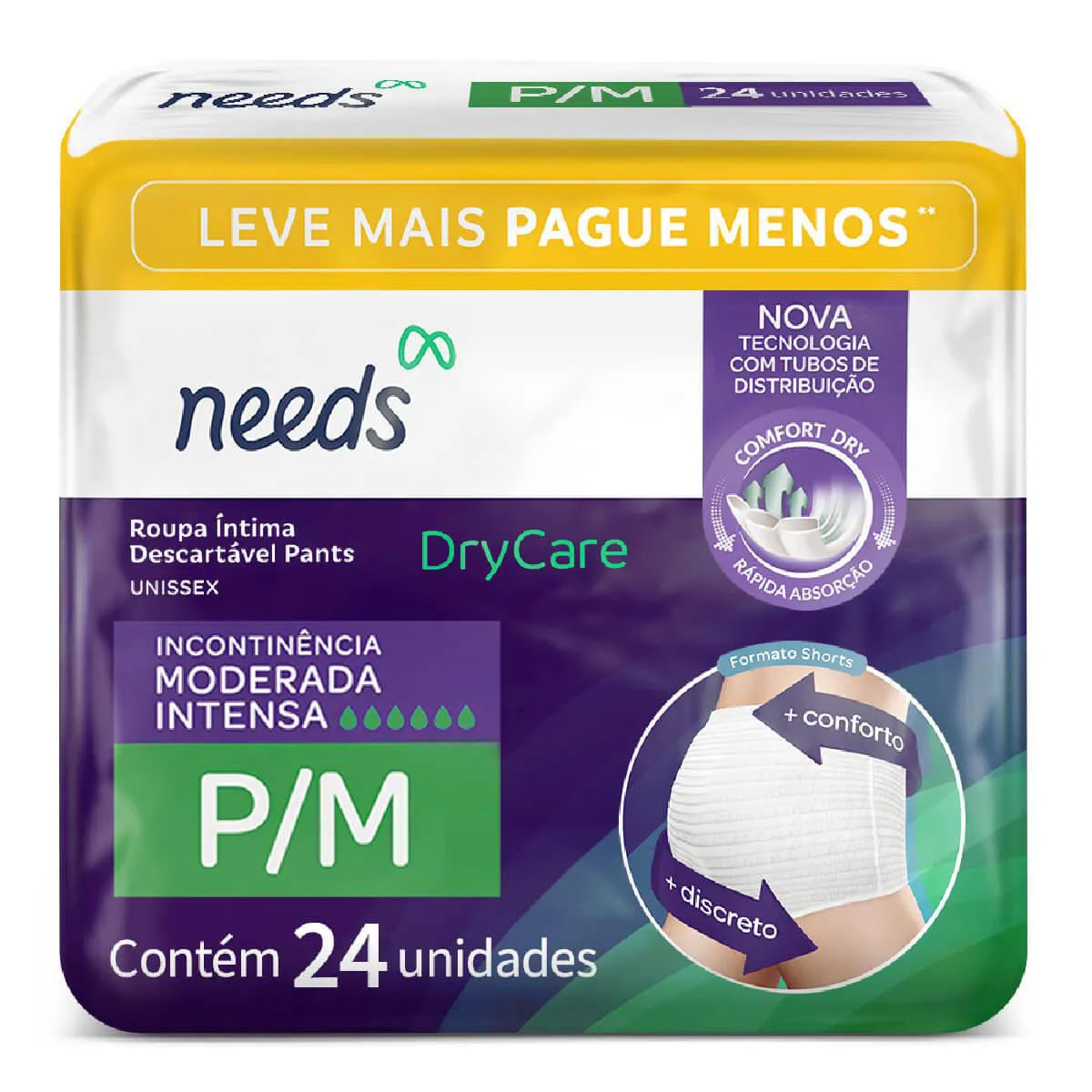 Roupa Íntima Descartável Needs DryCare Pants P/M 24 Unidades — Needs | Farmácia Resyla