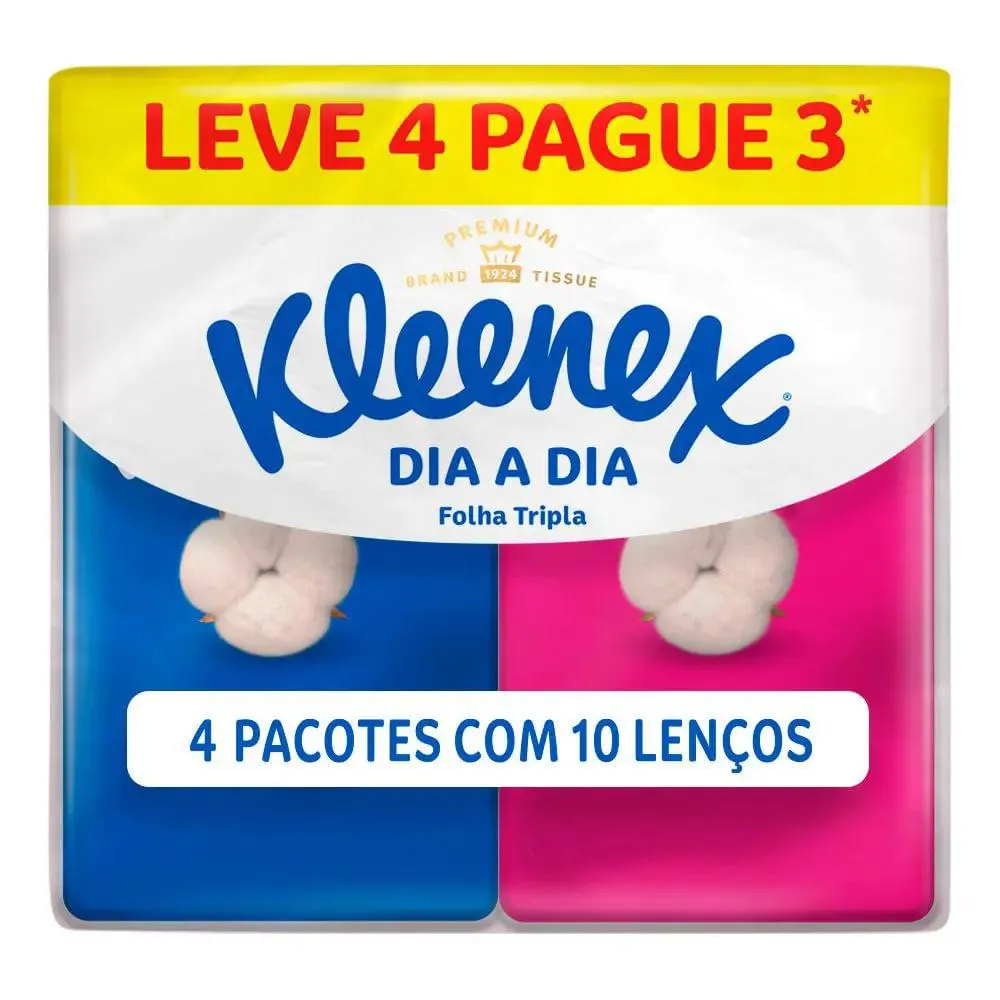 Lenço de Papel de Bolso Kleenex Dia a Dia Leve 4 Pague 3 — | Farmácia Resyla