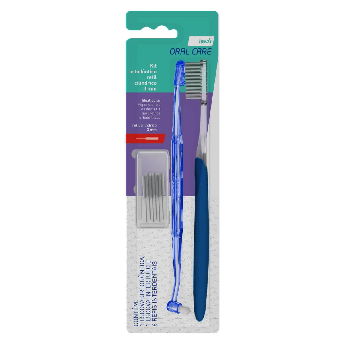 Kit Needs Oral Care Escova Ortodôntica + Intertufo + Refil Cilíndrico — Needs | Farmácia Resyla