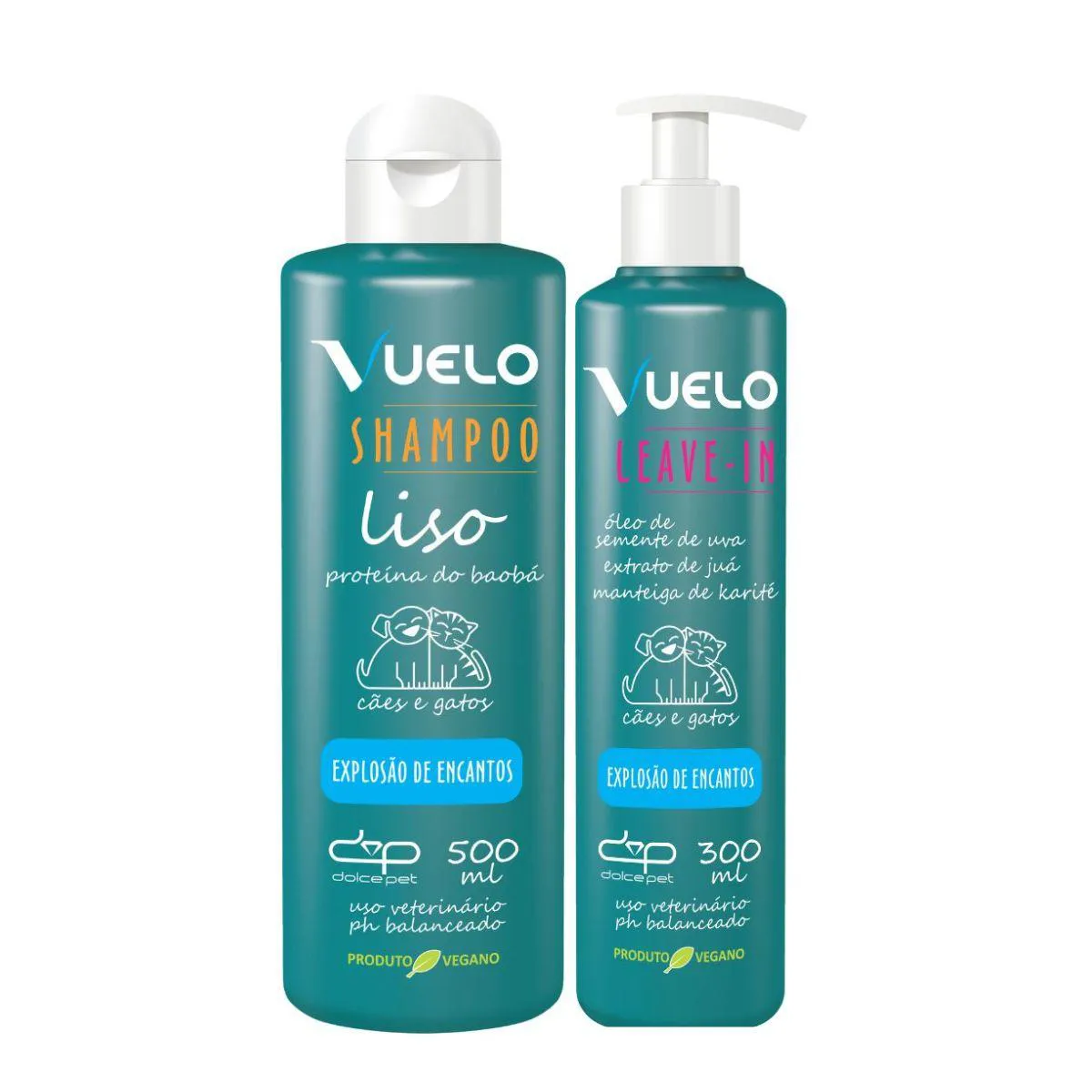 Kit Vuelo Shampoo Liso +Leave-In Explosão de Encantos para Cães e Gatos — | Farmácia Resyla