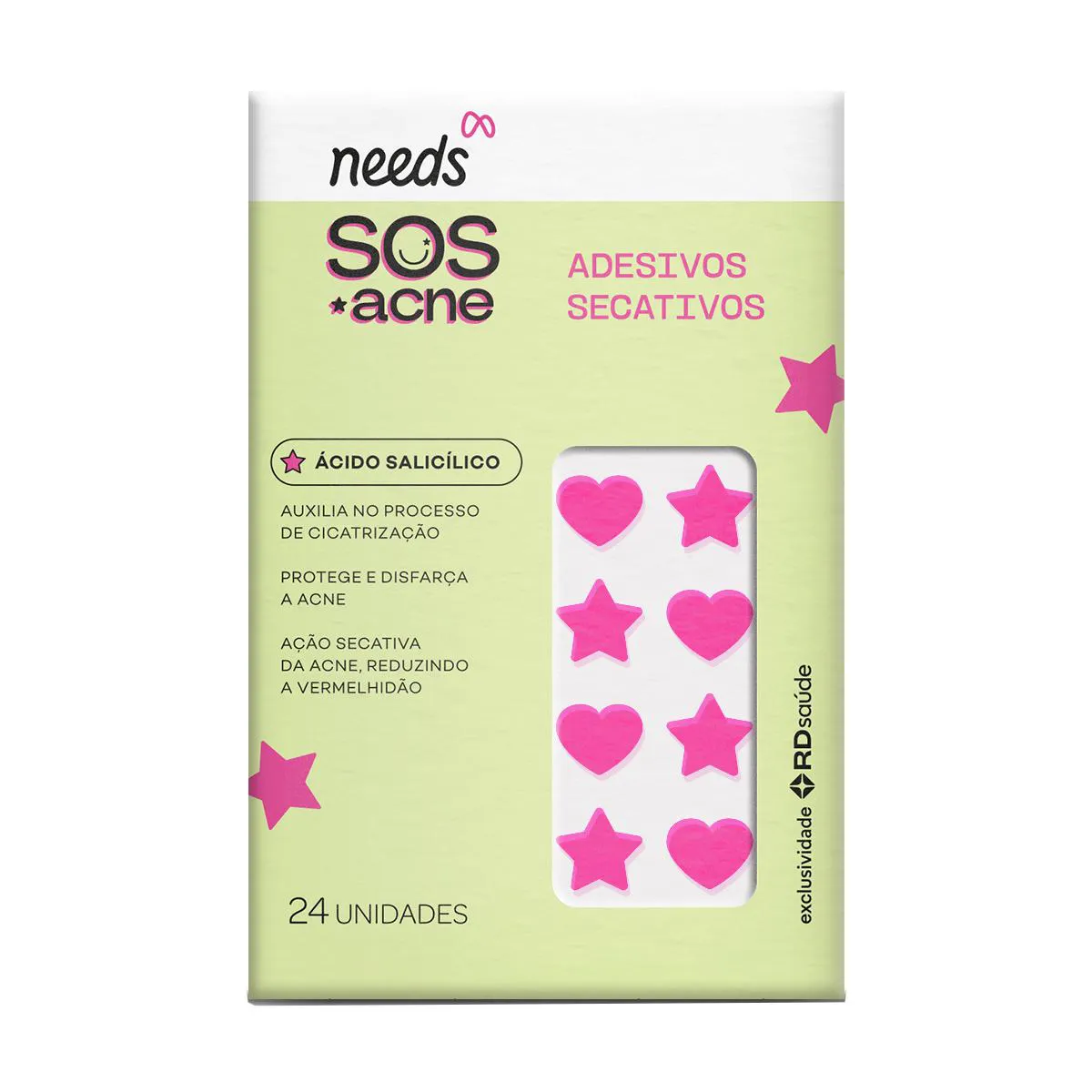 Adesivo Secativo para Acne Needs SOS Acne Ácido Salicílico 24 unidades — Needs | Farmácia Resyla