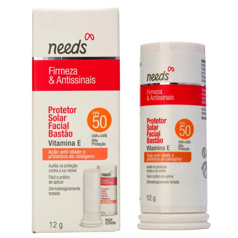Protetor Solar Facial Needs Firmeza & Antissinais FPS 50 Bastão 12g — Needs | Farmácia Resyla
