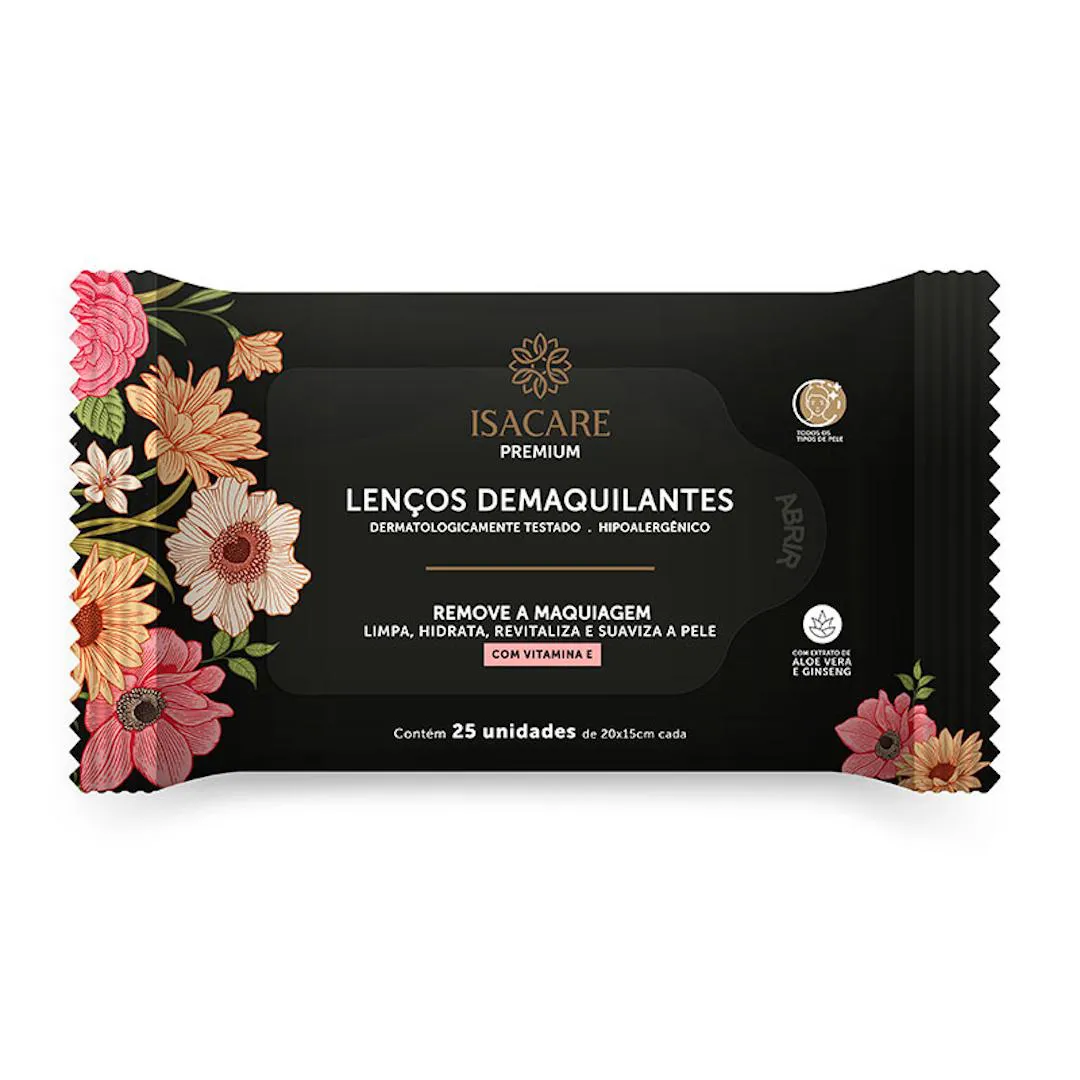 Lenços Demaquilantes Isacare Premium 20 unidades — | Farmácia Resyla
