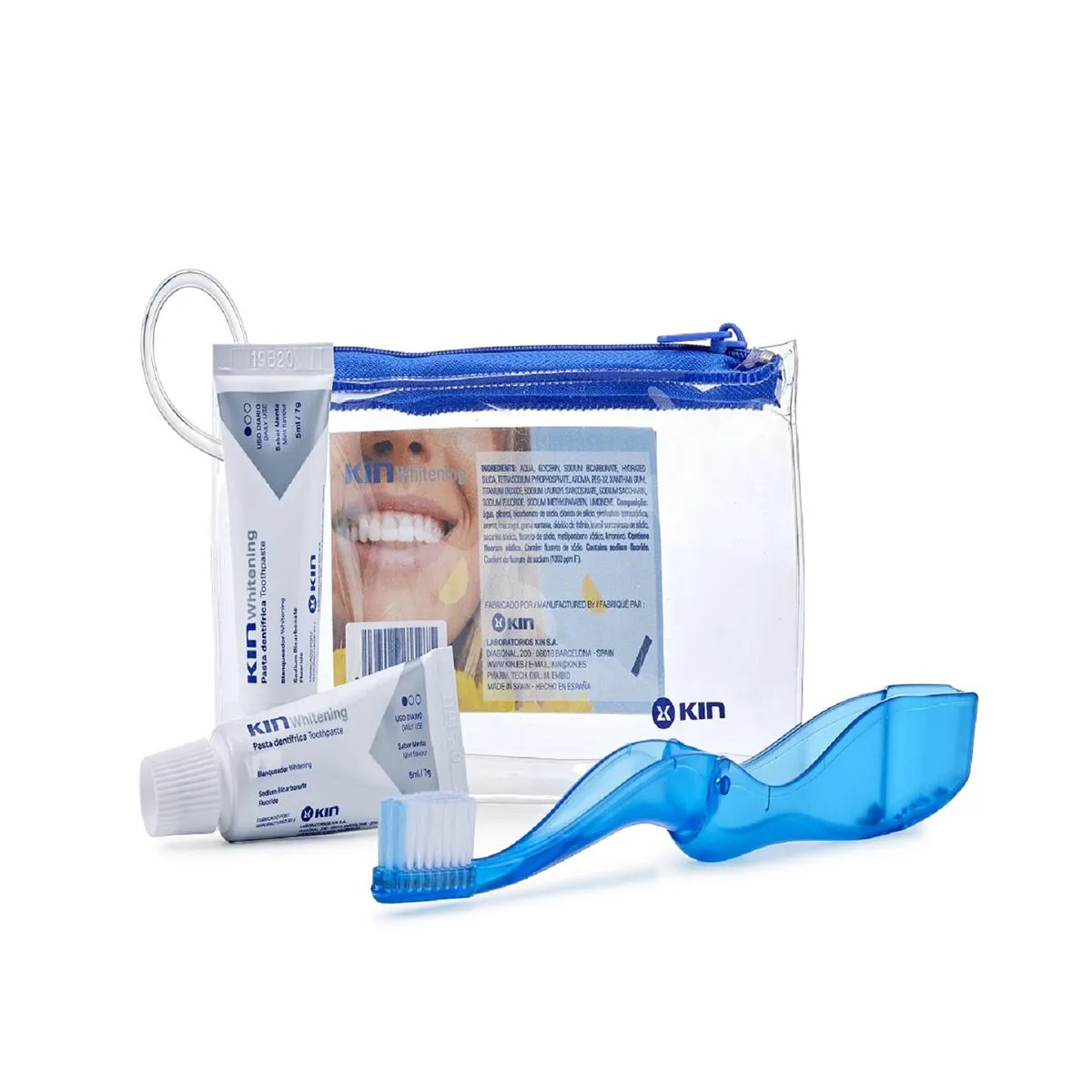 Kit Viagem Kin Whitening 2 Pastas de Dente 7g cada + Escova de Dente + Necessaire — | Farmácia Resyla