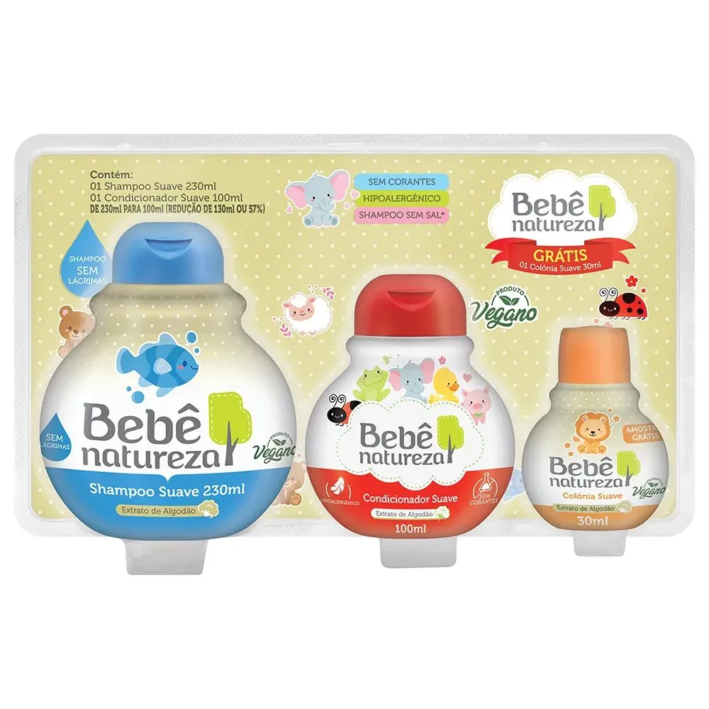 Kit Bebê Natureza Shampoo 230ml + Condicionador 100ml + Colônia 30ml — | Farmácia Resyla