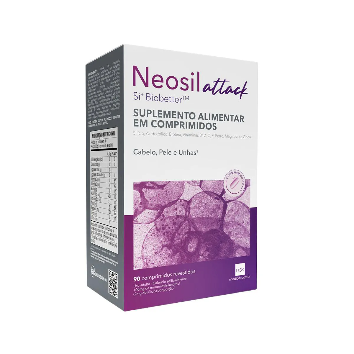 Polivitamínico Neosil Attack Cabelo, Pele E Unha 90 comprimidos — | Farmácia Resyla