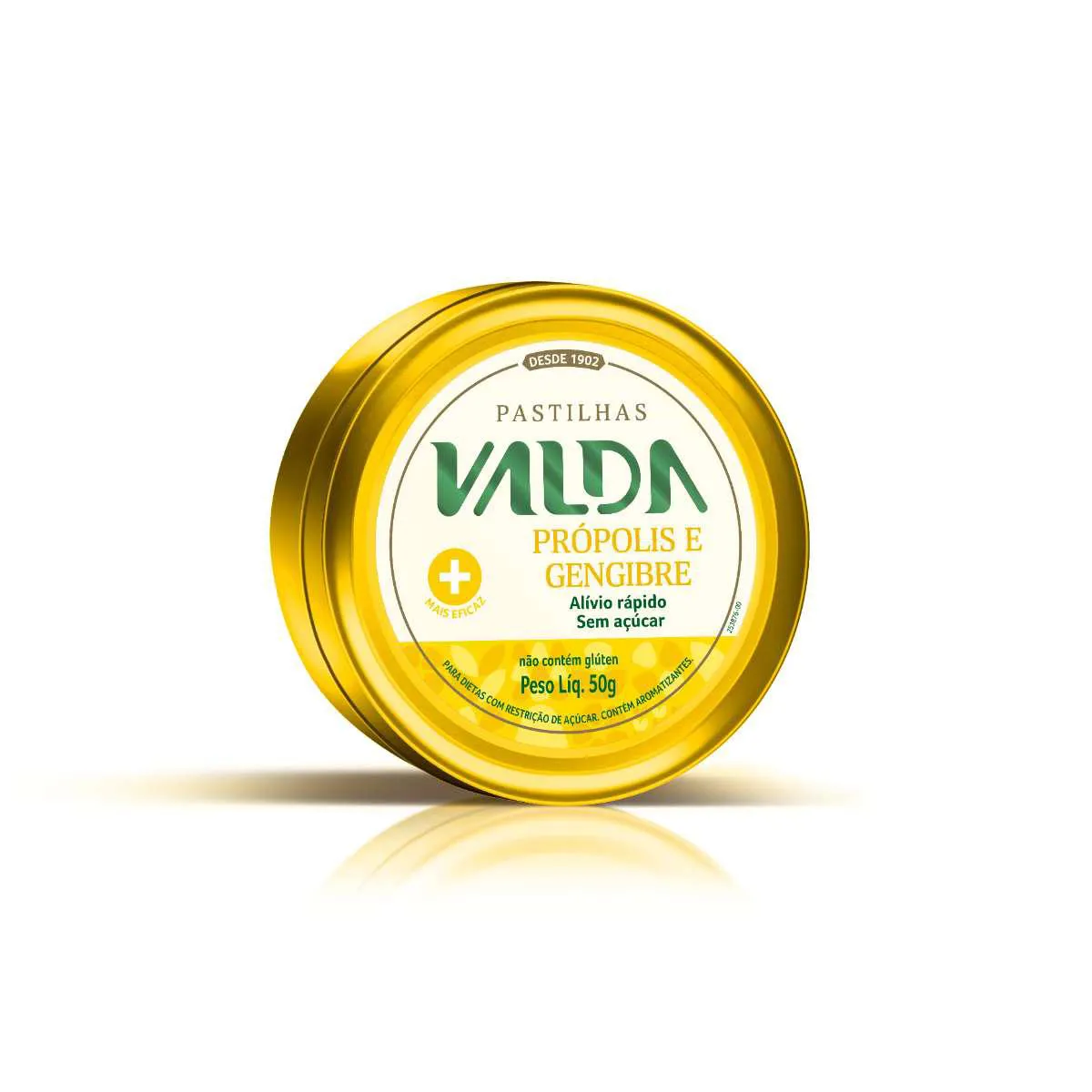 Pastilha Valda Mais Sabor Própolis e Gengibre Lata 50g — Valda | Farmácia Resyla