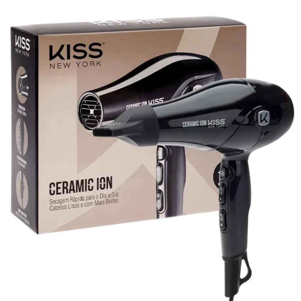 Secador Kiss New York Ceramic Ion 1900w 127v Bdp5br — Kiss | Farmácia Resyla