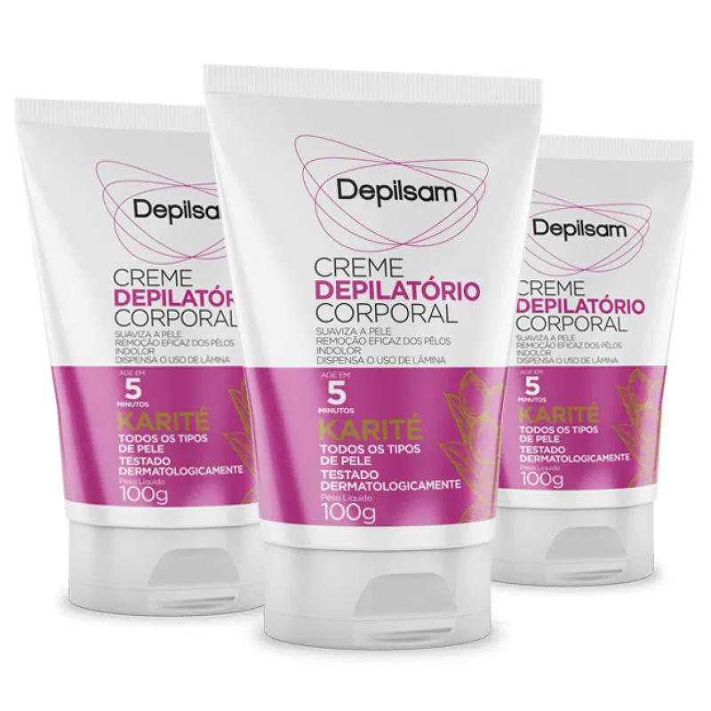 Kit Creme Depilatório Corporal Depilsam Karité 100g com 3 Unidades — Depilsam | Farmácia Resyla